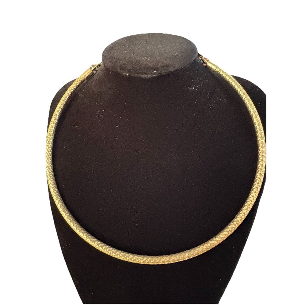 Vintage RMN Gold Tone Omega Collar Necklace Textured Choker
